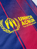 Camisa Barcelona Listrada Azul e Grená – Modelo Torcedor Performance Fan Edition